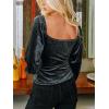 CUPSHE V Neck Wrap Velvet Tops Dressy Causal Long Sleeve Business Work Blouses Loose Fit Shirts Vacation Outfits(3-grey)