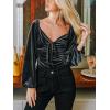 CUPSHE V Neck Wrap Velvet Tops Dressy Causal Long Sleeve Business Work Blouses Loose Fit Shirts Vacation Outfits(3-grey)