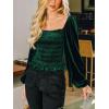 CUPSHE V Neck Wrap Velvet Tops Dressy Causal Long Sleeve Business Work Blouses Loose Fit Shirts Vacation Outfits(4-green)