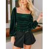 CUPSHE V Neck Wrap Velvet Tops Dressy Causal Long Sleeve Business Work Blouses Loose Fit Shirts Vacation Outfits(4-green)