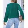 CUPSHE V Neck Wrap Velvet Tops Dressy Causal Long Sleeve Business Work Blouses Loose Fit Shirts Vacation Outfits(Dark Green)