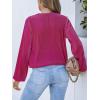 CUPSHE V Neck Wrap Velvet Tops Dressy Causal Long Sleeve Business Work Blouses Loose Fit Shirts Vacation Outfits(Fuchsia)