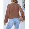 CUPSHE V Neck Wrap Velvet Tops Dressy Causal Long Sleeve Business Work Blouses Loose Fit Shirts Vacation Outfits(Light Brown)