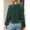 CUPSHE V Neck Wrap Velvet Tops Dressy Causal Long Sleeve Business Work Blouses Loose Fit Shirts Vacation Outfits(Malachite Green)