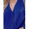 CUPSHE V Neck Wrap Velvet Tops Dressy Causal Long Sleeve Business Work Blouses Loose Fit Shirts Vacation Outfits(Royal Blue)