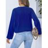 CUPSHE V Neck Wrap Velvet Tops Dressy Causal Long Sleeve Business Work Blouses Loose Fit Shirts Vacation Outfits(Royal Blue)