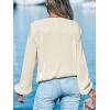 CUPSHE V Neck Wrap Velvet Tops Dressy Causal Long Sleeve Business Work Blouses Loose Fit Shirts Vacation Outfits(White)