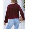 CUPSHE V Neck Wrap Velvet Tops Dressy Causal Long Sleeve Business Work Blouses Loose Fit Shirts Vacation Outfits(Wine)