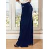 CUPSHE Velvet Pants for Women Wide Leg Dressy Velour Palazzo Work Pants with Pockets(Blue)