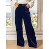 CUPSHE Velvet Pants for Women Wide Leg Dressy Velour Palazzo Work Pants with Pockets(Blue)