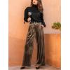 CUPSHE Velvet Pants for Women Wide Leg Dressy Velour Palazzo Work Pants with Pockets(Brown)