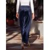 CUPSHE Velvet Pants for Women Wide Leg Dressy Velour Palazzo Work Pants with Pockets(Navy)