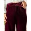 CUPSHE Velvet Pants for Women Wide Leg Dressy Velour Palazzo Work Pants with Pockets(Red)
