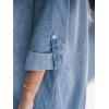 CUPSHE Women Fall Denim Shirt Dresses Cotton Long Sleeve V Neck Distressed Roll Tab Jean Mini Dress(Light Blue)