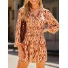 CUPSHE Women Fall Dresses Boho Floral Drawstring V Neck Ruffle Hem Sundress Long Sleeve Smocked Mini Dress(Brown)