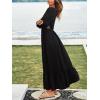 CUPSHE Women Fall Dresses Long Sleeve Boho Floral Casual Maxi Dress(Black)