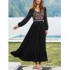 CUPSHE Women Fall Dresses Long Sleeve Boho Floral Casual Maxi Dress(Black)