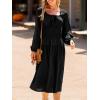 CUPSHE Women Fall Dresses Long Sleeve Square Neck Tie Front Elastic High Waist A Line Wedding Guest Maxi Dress(Black)