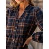 CUPSHE Women Fall Dresses Plaid Ruffle Hem V Neck Long Sleeve Button Holiday Tunic Mini Dress(Navy)