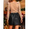CUPSHE Women Faux Leather Slit Split Mini Skort High Rise Bodycon Short Skirt Y2K Cute Shorts(Black)