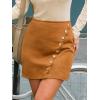 CUPSHE Women Fringe Skirts Western Cowgirl Terra Cotta High Waist Mini Skirt Suede Tassel Short Counrty Concert(Brown Button)