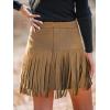 CUPSHE Women Fringe Skirts Western Cowgirl Terra Cotta High Waist Mini Skirt Suede Tassel Short Counrty Concert(Camel)