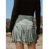 CUPSHE Women Fringe Skirts Western Cowgirl Terra Cotta High Waist Mini Skirt Suede Tassel Short Counrty Concert(Grey)