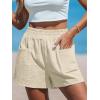 CUPSHE Women High Waisted Straight Leg Summer Elastic Casual Lightweight Walking Shorts with Pocket(Apricot)