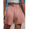 CUPSHE Women High Waisted Straight Leg Summer Elastic Casual Lightweight Walking Shorts with Pocket(Grayish Pink)