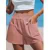 CUPSHE Women High Waisted Straight Leg Summer Elastic Casual Lightweight Walking Shorts with Pocket(Grayish Pink)