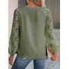 CUPSHE Women Lace Elegant Blouse Long Sleeve Eyelet V Neck Dressy Party Floral Tops Scalloped V Neck(Green)