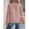 CUPSHE Women Lace Elegant Blouse Long Sleeve Eyelet V Neck Dressy Party Floral Tops Scalloped V Neck(Pink)