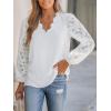 CUPSHE Women Lace Elegant Blouse Long Sleeve Eyelet V Neck Dressy Party Floral Tops Scalloped V Neck(White)