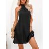 CUPSHE Women Lace Trim Summer Dress Halter High Neck with Tie Backless A Line Lining Casual Sundress Holiday Mini Dress(Black)