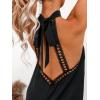 CUPSHE Women Lace Trim Summer Dress Halter High Neck with Tie Backless A Line Lining Casual Sundress Holiday Mini Dress(Black)