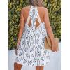 CUPSHE Women Lace Trim Summer Dress Halter High Neck with Tie Backless A Line Lining Casual Sundress Holiday Mini Dress(Blue Floral)