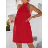 CUPSHE Women Lace Trim Summer Dress Halter High Neck with Tie Backless A Line Lining Casual Sundress Holiday Mini Dress(Red)