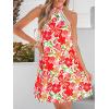 CUPSHE Women Lace Trim Summer Dress Halter High Neck with Tie Backless A Line Lining Casual Sundress Holiday Mini Dress(Red/Orange)