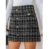 CUPSHE Women Mini Plaid Skirts Tweed High Waist Bodycon Pencil Hem Fall Winter Dressy Outfits Shorts(Black)