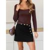 CUPSHE Women Mini Plaid Skirts Tweed High Waist Bodycon Pencil Hem Fall Winter Dressy Outfits Shorts(Black Button)