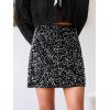 CUPSHE Women Mini Plaid Skirts Tweed High Waist Bodycon Pencil Hem Fall Winter Dressy Outfits Shorts(Black Sequins)