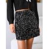 CUPSHE Women Mini Plaid Skirts Tweed High Waist Bodycon Pencil Hem Fall Winter Dressy Outfits Shorts(Black Sequins)