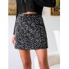 CUPSHE Women Mini Plaid Skirts Tweed High Waist Bodycon Pencil Hem Fall Winter Dressy Outfits Shorts(Black Sequins)