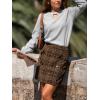 CUPSHE Women Mini Plaid Skirts Tweed High Waist Bodycon Pencil Hem Fall Winter Dressy Outfits Shorts(Coffee)