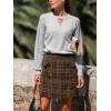 CUPSHE Women Mini Plaid Skirts Tweed High Waist Bodycon Pencil Hem Fall Winter Dressy Outfits Shorts(Coffee)