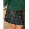 CUPSHE Women Mini Plaid Skirts Tweed High Waist Bodycon Pencil Hem Fall Winter Dressy Outfits Shorts(Green)