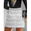 CUPSHE Women Mini Plaid Skirts Tweed High Waist Bodycon Pencil Hem Fall Winter Dressy Outfits Shorts(Grey)