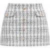 CUPSHE Women Mini Plaid Skirts Tweed High Waist Bodycon Pencil Hem Fall Winter Dressy Outfits Shorts(Grey)
