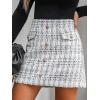 CUPSHE Women Mini Plaid Skirts Tweed High Waist Bodycon Pencil Hem Fall Winter Dressy Outfits Shorts(Grey)