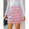 CUPSHE Women Mini Plaid Skirts Tweed High Waist Bodycon Pencil Hem Fall Winter Dressy Outfits Shorts(Pink)